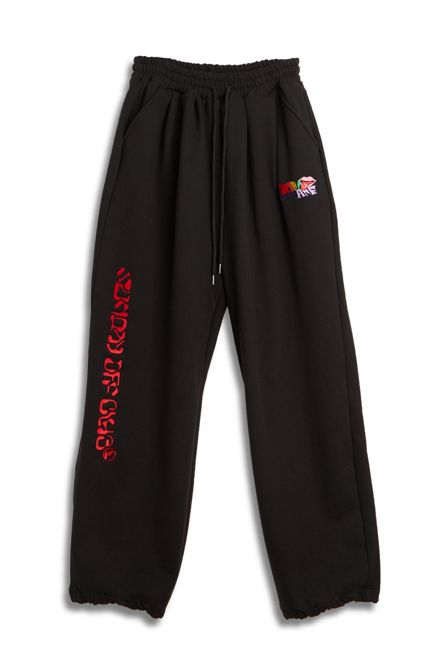 Logo Embroidered Heavy French Terry Sweat Pants - Black