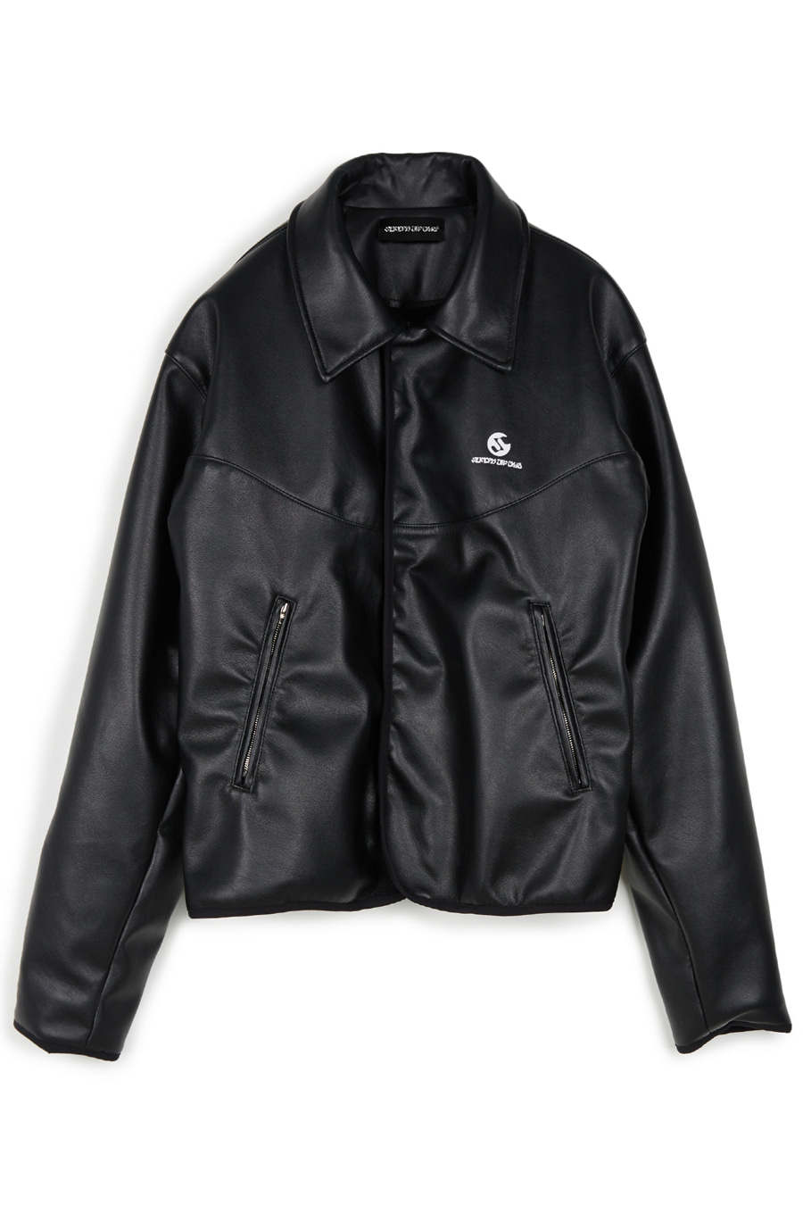 S Logo Faux Leather Boa Fleece Jacket
