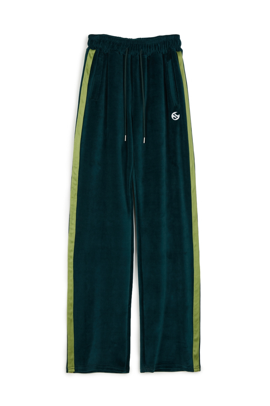 S Logo Cotton Velour Track Pants - Fathom Green