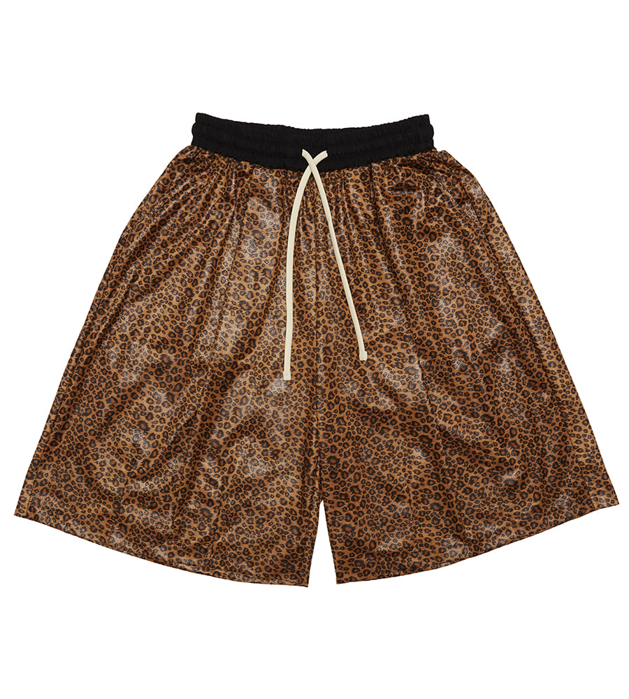 Glossy Leopard Bermuda Shorts - Brown